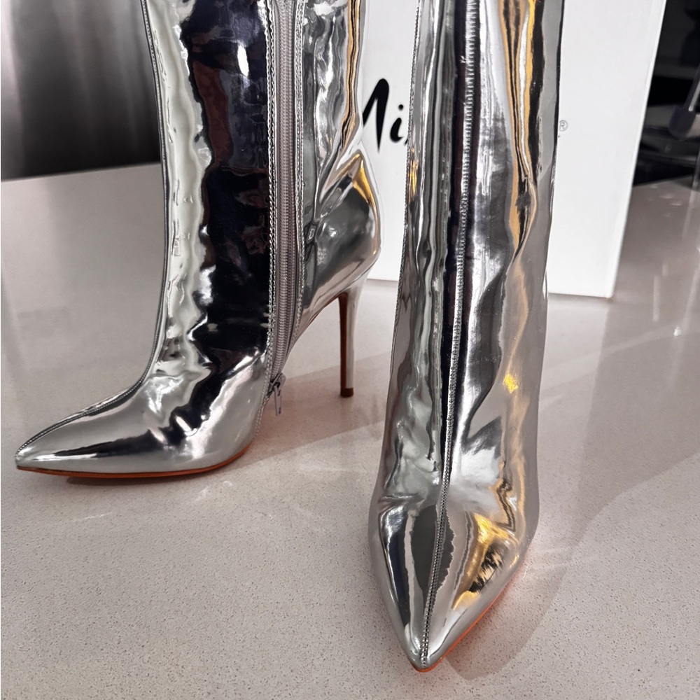 Silver Stiletto Boots